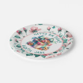 Aquarell Rosa Shabby Chic Personalisiert Pappteller (Schrägansicht)