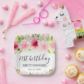 Aquarell Rosa Sommer Blume Geburtstag Pappteller (Party)