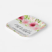 Aquarell Rosa Sommer Blume Geburtstag Pappteller (Gewinkelt)