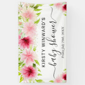 Aquarell Rosa Sommer Blume Kinderdusche Willkommen Banner (Vertikal)