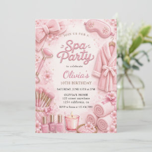 Aquarell-Rosa-Spa-Verwöhnparty-Geburtstag Einladung