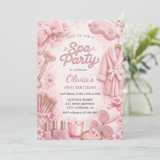 Aquarell-Rosa-Spa-Verwöhnparty-Geburtstag Einladung