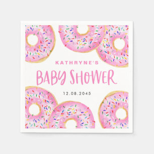 Aquarell-Rosa-Sprinkle-Donuts-Baby-Shower Serviette