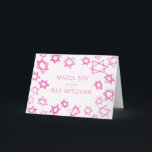 Aquarell Rosa Sterne MAZEL TOV Bat Mitzvah Karte<br><div class="desc">Perfekt Spaß MAZEL TOV Karte für eine Fledermaus Mitzvah, Bar mitzvah oder andere jüdische Feier senden! Handgefertigte Aquarellkunst für Sie vorne und innen leer! Vollständig anpassbar! Klicken Sie auf "Personalisieren" oben, um den Text zu bearbeiten. Klicken Sie auf "Bearbeiten mit dem Designwerkzeug", um die Schriftart, Farben und Einstellungen anzupassen. Design...</div>