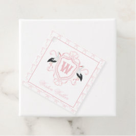 Aquarell-Rosa-Storch-Bogen-Monogrammwappen Geschenkanhänger