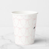 Aquarell Rosa Storch Wappen-Monogramm Pappbecher (Rechts)