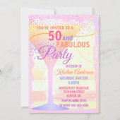 Aquarell-Rosa Striped 50 und fabelhaften Einladung (Vorderseite)