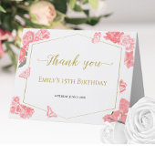 Aquarell Rosa Süße 16 Quinceanera Bat Mitzvah Dankeskarte