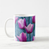 Aquarell Rosa Tulips & Blue Stucco Kaffeetasse (Links)