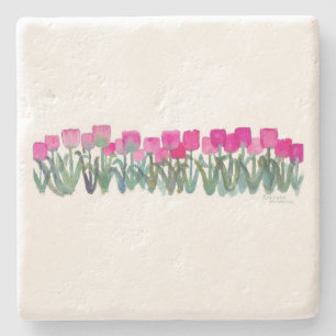 Aquarell Rosa Tulips Limestone Untersetzer