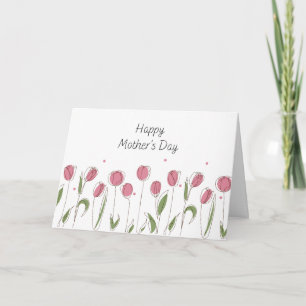 Aquarell-Rosa-Tulpen-Muttertags-Grußkarte Karte