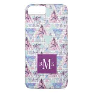 Aquarell-rosa u. blaues Palme-Muster iPhone 8 Plus/7 Plus Hülle