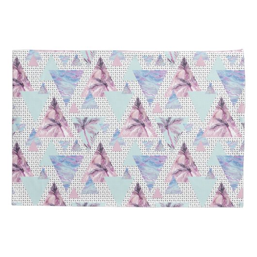 Aquarell-rosa u. blaues Palme-Muster Kissenbezug (Rückseite-Links)
