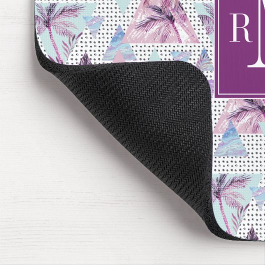 Aquarell-rosa u. blaues Palme-Muster Mousepad (Ecke)