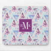 Aquarell-rosa u. blaues Palme-Muster Mousepad (Vorne)