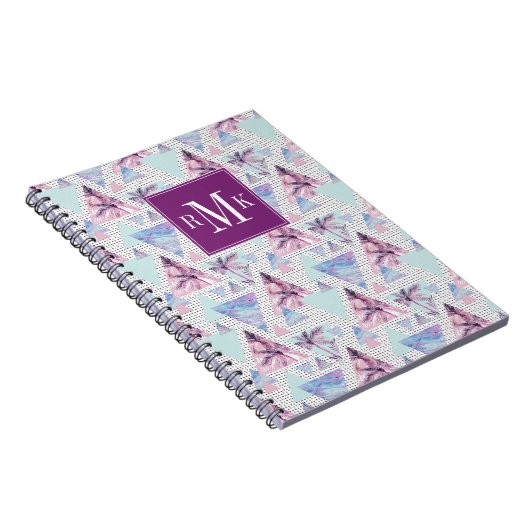 Aquarell-rosa u. blaues Palme-Muster Notizblock (Rechte Seite)