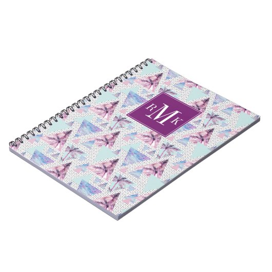 Aquarell-rosa u. blaues Palme-Muster Notizblock (Linke Seite)