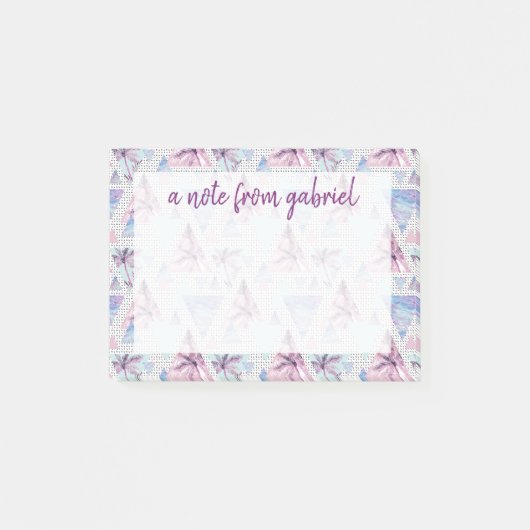 Aquarell-rosa u. blaues Palme-Muster Post-it Klebezettel (Vorderseite)