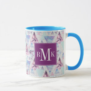 Aquarell-rosa u. blaues Palme-Muster Tasse