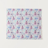 Aquarell-rosa u. blaues Palme-Muster Wandteppich (Vorderseite (Horizontal))