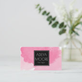 Aquarell-rosa u. schwarze ultra moderne visitenkarte (Stehend Vorderseite)