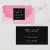 Aquarell-rosa u. schwarze ultra moderne visitenkarte (Vorne/Hinten)