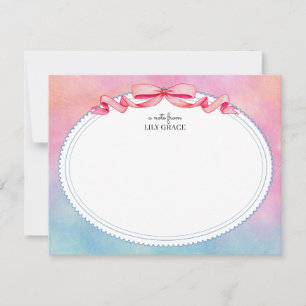 Aquarell-Rosa- und -Blaue Korrespondenz Dankeschön Mitteilungskarte