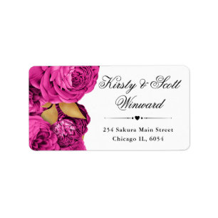 Aquarell-Rosa- und Goldblumen-Adresse Adressaufkleber