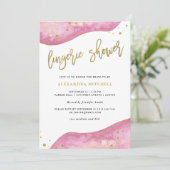 Aquarell-Rosa und GoldGeode Wäsche-Dusche Einladung (Stehend Vorderseite)