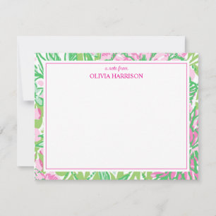 Aquarell rosa und grüne florale Korrespondenzartik Mitteilungskarte