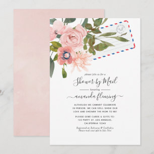 Aquarell-Rosa und Roségold-Baby-Shower per Post Einladung