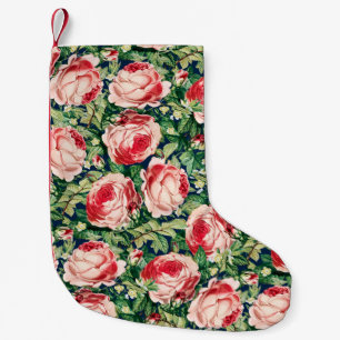 Aquarell-Rosa- und -rote Rosenblumen und grüne Blä Kleiner Weihnachtsstrumpf