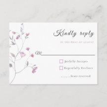 Aquarell-Rosa und Staubblau-Botanik-RSVP-Karte