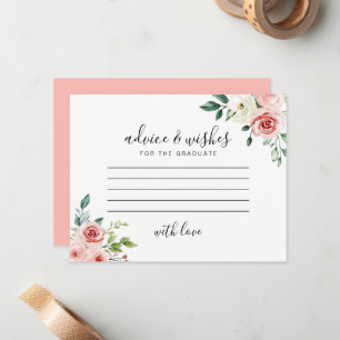 Aquarell-Rosa- und Weiß-Blumen-Abschluss-Beratung  Mitteilungskarte