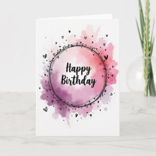 Aquarell-Rosa-Violette-Birthday-Karte Karte