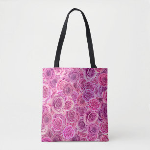 Aquarell-Rosa-Violette-Rosen-Blumenmuster Tasche