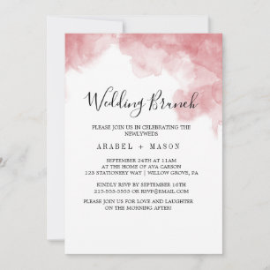 Aquarell-Rosa-Wangenröte- und Gold-Hochzeitsbrunch Einladung