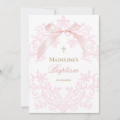 Aquarell Rosa Wappen kleiner Bogen Taufe Einladung (Vorderseite)