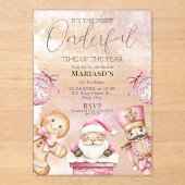 Aquarell Rosa Weihnachten 1. Geburtstag Acryleinladungen (Vorderseite)