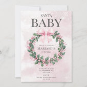 Aquarell Rosa Weihnachten 1. Geburtstag Einladung (Vorderseite)