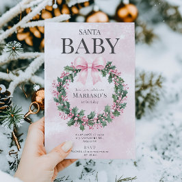 Aquarell Rosa Weihnachten 1. Geburtstag Einladung