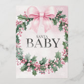 Aquarell Rosa Weihnachten 1. Geburtstag Folieneinladung (Rückseite)