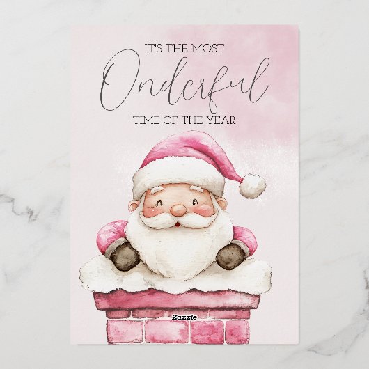 Aquarell Rosa Weihnachten 1. Geburtstag Folieneinladung (Rückseite)