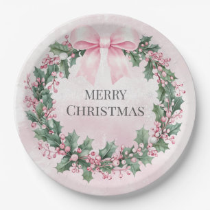 Aquarell Rosa Weihnachten 1. Geburtstag Pappteller