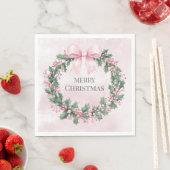 Aquarell Rosa Weihnachten 1. Geburtstag Serviette (Beispiel)