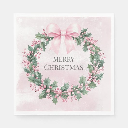Aquarell Rosa Weihnachten 1. Geburtstag Serviette (Vorderseite)