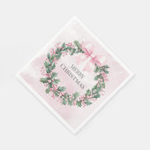 Aquarell Rosa Weihnachten 1. Geburtstag Serviette (Ecke)