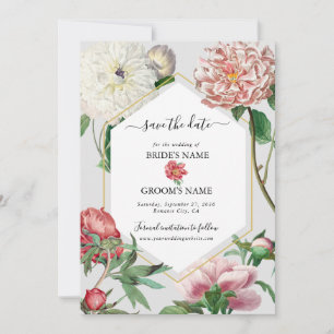 Aquarell Rosa Weiße Pfingstrosen Blumen Hochzeit Save The Date