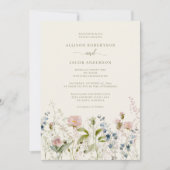 Aquarell Rosa Wildblume Blumenzwiebelblume Elfenbe Einladung (Vorderseite)