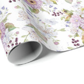 Aquarell-Rosa-Wildblumen-Blumenmuster Geschenkpapier (Rolleneckpunkt)